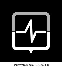 heart beat  - black vector icon