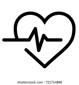 Heart beat black vector icon on white background