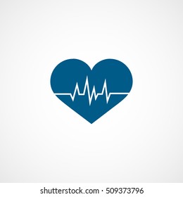 Heart Beat Blue Flat Icon On White Background