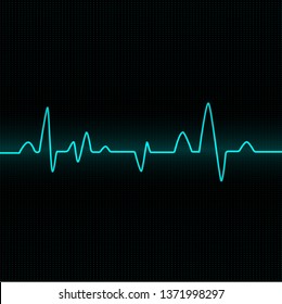 Heart beat cardiogram - blue vector illustration - Vector