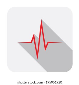 Heart beat cardiogram icon in flat design style. Vector illustration eps 10.