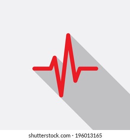 Heart beat cardiogram icon in flat design style. Vector illustration eps 10.