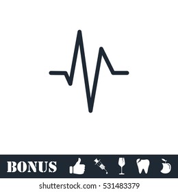 Heart beat cardiogram icon flat. Vector illustration symbol and bonus pictogram