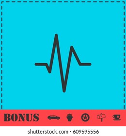 Heart beat cardiogram icon flat. Simple vector symbol and bonus icon