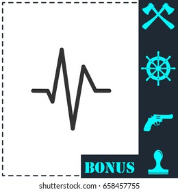 Heart beat cardiogram icon flat. Simple vector symbol and bonus icon
