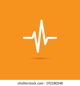 Heart beat cardiogram icon on orange background.