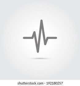 Heart beat cardiogram icon on gray background.