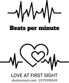 Heart beat cardiogram icon vector.