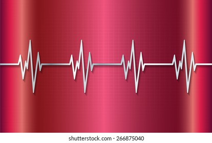 Heart beat, cardiogram. Pulse icon. pink background.