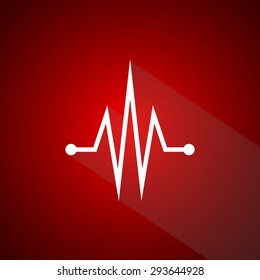 Heart beat, cardiogram. Pulse icon. dark red background
