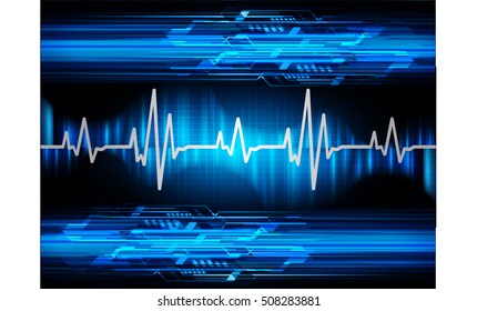 Heart Beat, Cardiogram. Pulse Icon. Blue Background. EKG