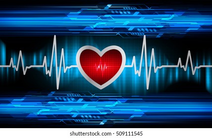 Heart Beat, Cardiogram. Pulse Icon. Blue Background. EKG