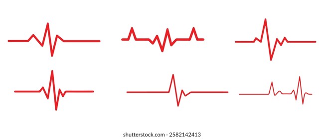 heart beat cardiogram red line art vector