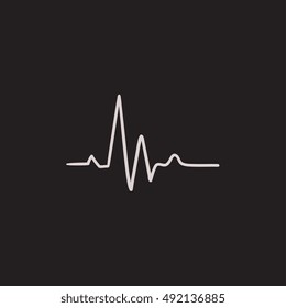 Heart beat cardiogram vector sketch icon isolated on background. Hand drawn Heart beat cardiogram icon. Heart beat cardiogram sketch icon for infographic, website or app.