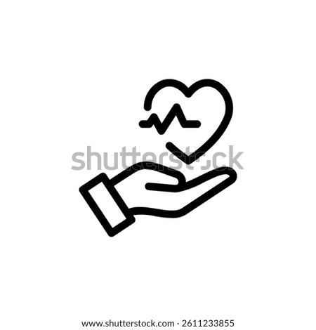 Heart beat concept. Hand holding a heart icon isolated on blank background flat vector illustration. Color editable