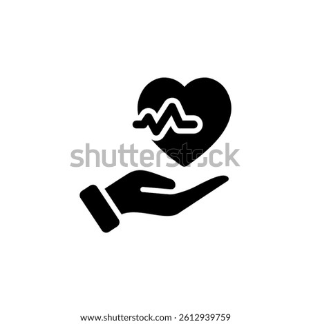 Heart beat concept. Hand holding a heart icon isolated on blank background flat vector illustration. Color editable