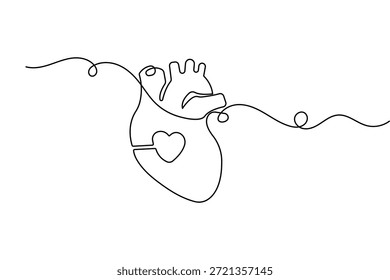 Heart beat continuous one line drawing minimalist style isolate outline vector illustration