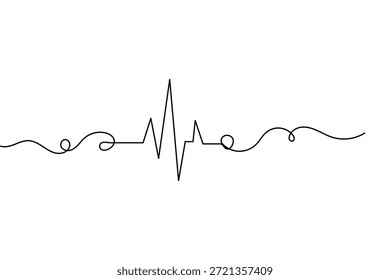 Ilustración vectorial de contorno de aislamiento de estilo minimalista de dibujo de una línea continua de latido cardíaco