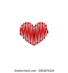 Heart beat flat icon line art logo