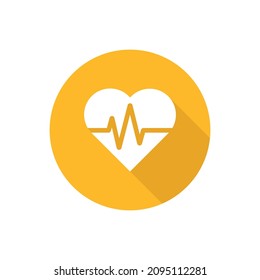 Icono plano de latido cardíaco con sombra