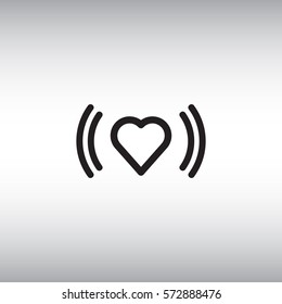 Heart beat flat vector sign. Heart beat isolated icon. Arrhythmia indicator vector symbol. 
