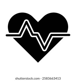 Heart Beat Glyph Icon Vector Design