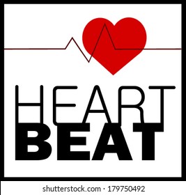 heart beat graphic design with heart and electrocardiogram