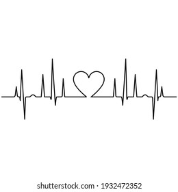
Heart Beat With Heart-Shaped Illustration. Love Icon Symbol. Vector Illustration