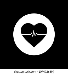 Heart beat icon black. Vector illustration