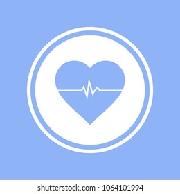 Heart beat icon blue. Vector illustration