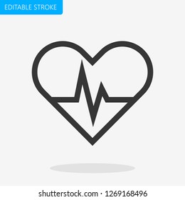 Heart Beat Icon Editable Stroke Pixel Perfect Vector
