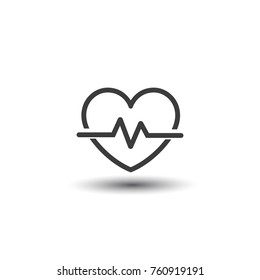 Heart beat icon flat design, isolated on white background. Heart symbol for a website. Application, user interface. Vector illustration