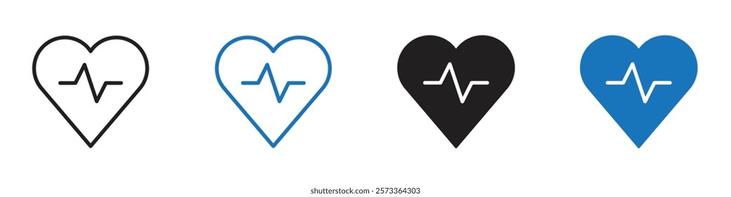 Heart beat icon Flat line symbol