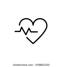 Heart Beat Icon. Heartbeat , Heart Beat Pulse Flat Icon For Medical Apps And Websites. Heart And Cardiorgam, Heartbeat Simple Black Line Web Icon Vector Illustration.