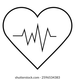 Heart beat icon. Heartbeat , heart beat pulse flat icon for medical apps and websites. Heart and cardiorgam, heartbeat simple black line web icon vector illustration.