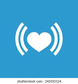 heart beat icon, isolated, white on the blue background. Exclusive Symbols 