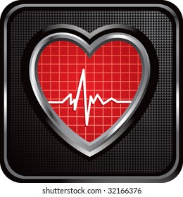 icono de latido de corazón en botón web negro