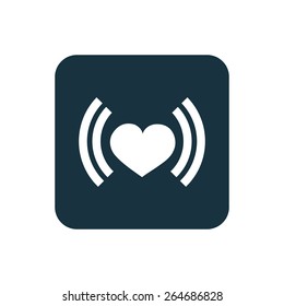 heart beat icon Rounded squares button, on white background 
