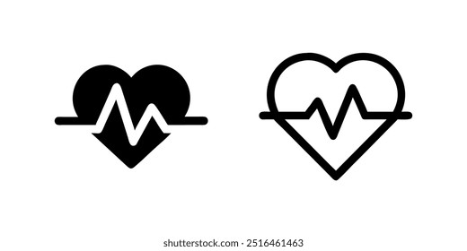 Conjunto de iconos de latido cardíaco con símbolos de latido cardíaco, corazón y cardiograma. Iconos planos del vector para los App médicos y los Sitios web, con las ilustraciones en un fondo blanco