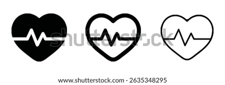 Heart beat icon set. heart beat pulse icon vector. Heart beat icon solid and line style design. vector collection. eps file