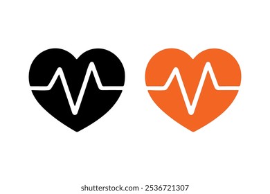 Conjunto de iconos de latido del corazón diseño simple con fondo blanco