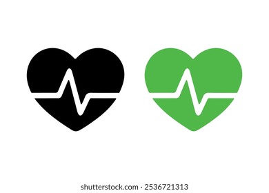 Conjunto de iconos de latido del corazón diseño simple con fondo blanco