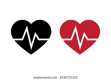 Conjunto de iconos de latido del corazón diseño simple con fondo blanco