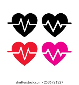 Heart beat icon set simple design with white background