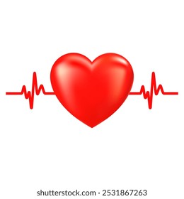 Icono de latido cardíaco. Forma de corazón con línea de pulso. Ilustración vectorial