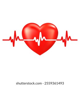 Heart beat icon. Heart shape with pulse line. Vector illustration