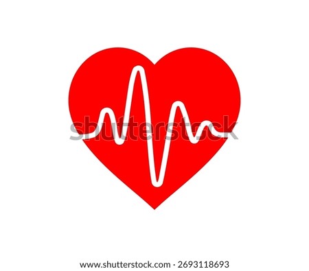 Heart beat icon. Heart shape with pulse. Heart beat pulse flat icon for medical app vector design and illustration.

