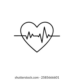 Heart beat icon silhouette vector illustration on white background