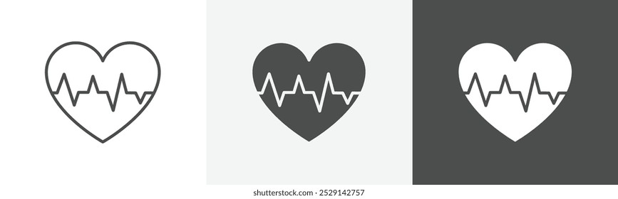 heart beat icon Simple thin line logo art