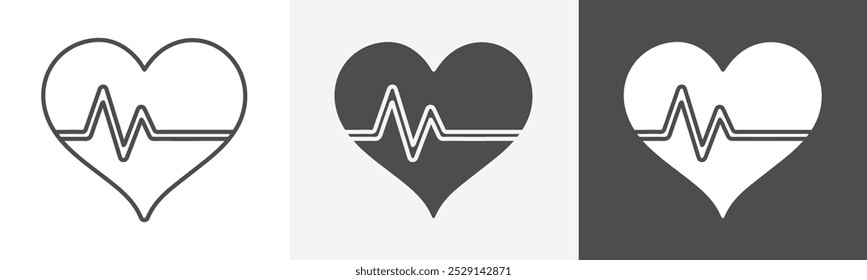 heart beat icon Simple thin line logo art